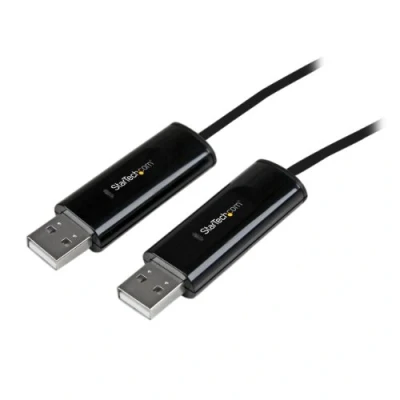 Abbildung von StarTech.com 2 Port USB Tastatur und Maus KM Switch / Umschalter mit Datentransfer für PC Mac® Datentransferkabel, Schwarz