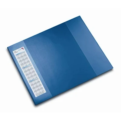 Abbildung von Läufer 42658 Durella D2 Schreibtischunterlage mit zwei transparenten Seitenleiste, 52x65cm, blau, rutschfeste Schreibunterlage