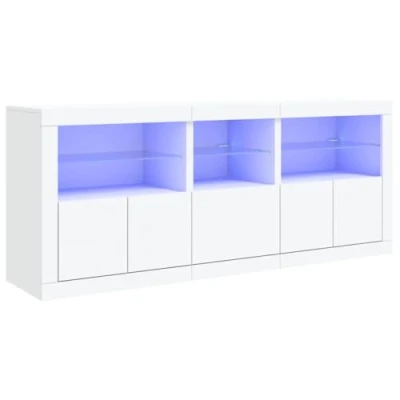 Abbildung von vidaXL Sideboard, Kommode mit viel Stauraum, Highboard Schrank LED Leuchten, Anrichte Beistellschrank Standschrank, Modern, Weiß