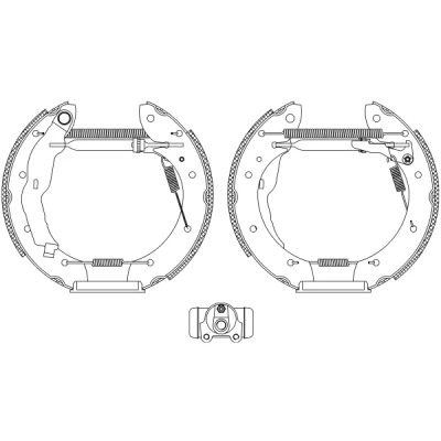 Abbildung von TEXTAR Shoe Kit Pro 84050000 Bremsensatz, Trommelbremse mit Radbremszylinder, Stellelement RENAULT: Megane I Grandtour, Scenic