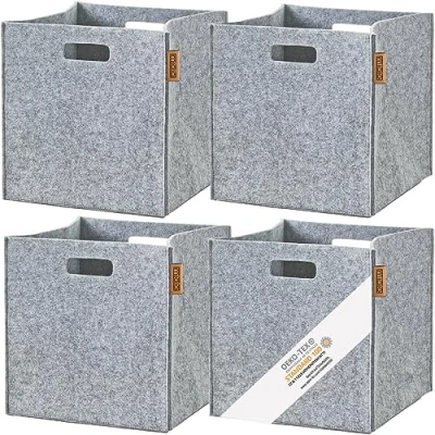 Abbildung von Miqio Aufbewahrungsbox 4 er Set Filzbox Aufbewahrungskörbe 30 x cm (4 St), Schadstoffgeprüft. Ökotex zertifiziert.