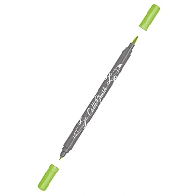 Abbildung von ONLINE Calli.Brush Pen mit Double Tip, Pinsel und Kalligraphie Spitze, Handlettering Brush Pens in verschiedenen Farben, bunte Bullet Journal Stifte für Kalligrafie, Aquarell, Farbe: Fluo Green