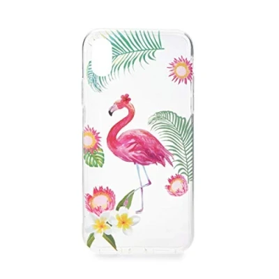 Abbildung von wortek iPhone X XS Hülle Silikon Transparent Schutzhülle Summer Edition mit Flamingo Motiv Kratzfest Liquid Crystal Clear Ultra Dünn TPU Soft Case stoßfester Bumper, Premium Handyhülle für