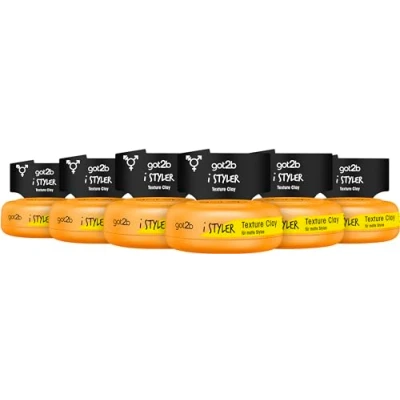 Abbildung von got2b Schwarzkopf iStyler Texture Clay Halt 4 (6x 75 ml), Haarcreme für Männer verleiht einen coolen matt Effekt, Haarpaste texturierten, definierten Style