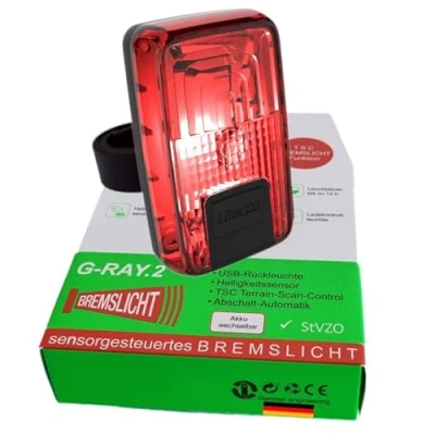 Abbildung von Litecco G RAY.2 I schönes helles LED Akku Fahrradlicht Rücklicht mit Bremslicht Power USB Ladekabel StVZO