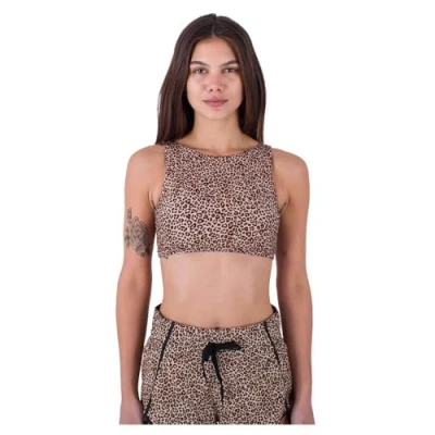 Abbildung von Hurley Damen Max Leopard High Neck 2 Way Top Bikinioberteil, Brown Sugar, S