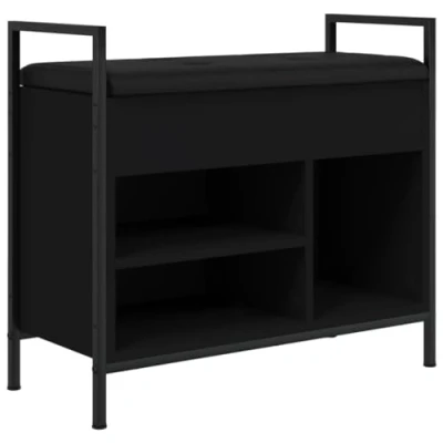 Abbildung von vidaXL Sitzbank Schuhbank Schwarz 65,5x32x57,5 cm Holzwerkstoff