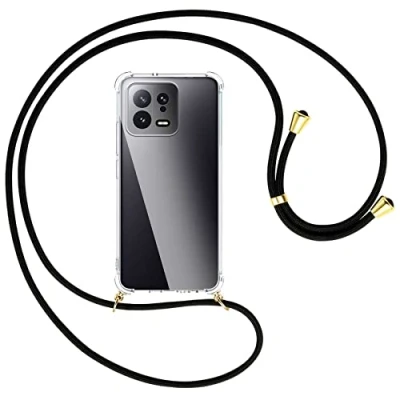 Abbildung von mtb more energy® Handykette kompatibel mit Xiaomi 13 schwarz/Gold Smartphone Hülle zum Umhängen Anti Shock Strong TPU Case