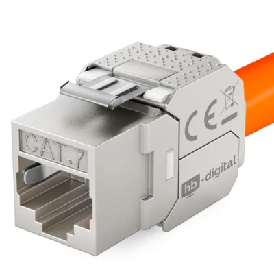 Abbildung von HB DIGITAL 1x CAT 7 Keystone RJ45 Modul Buchse für LAN Kabel 10 Gbit/s bis 600 MHz AWG 22 24 werkzeuglos LSA vollgeschirmt STP Einbaubuchse Patchpanel und Netzwerkdose