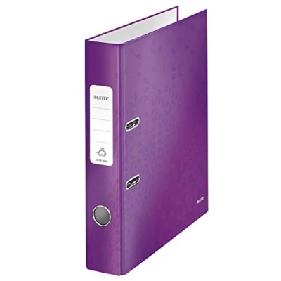 Abbildung von Leitz Qualitäts Ordner 180, A4, schmal, 5,2 cm Rückenbreite, laminierte Graupappe, Violett, WOW Serie, Design kann variieren, 10064062