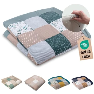 Abbildung von ULLENBOOM Krabbeldecke für Baby 140x140 cm, 100% OEKO TEX Materialien, Made in EU, Dick &amp; weich gepolstert, Eukalyptus ideal als Babydecke, Krabbelmatte Spieldecke