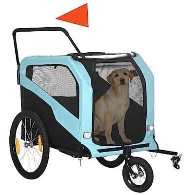 Abbildung von 2 in 1 Hundeanhänger Fahrradanhänger für Hunde Hundewagen mit Reflektoren