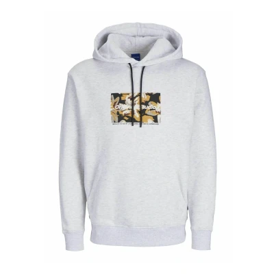 Abbildung von Jack &amp; Jones Gedruckt Kapuzenpullover, Herren, Größe: Small, White melange