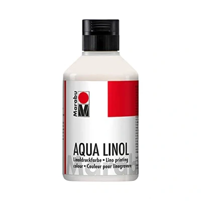 Abbildung von Marabu 15100013070 Linoldruckfarbe auf Wasserbasis, wischfest, Weiß, 250 ml, für alle Hochdrucktechniken in der Schule, Freizeit und Grafik