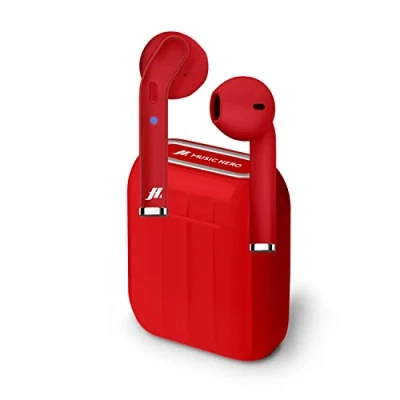 Abbildung von MUSIC HERO Twin Style True Wireless Stereo Kopfhörer von SBS mit Mikrofon und Taste für Anrufannahme/ Ende, 300 mAh Ladebox, bis zu 2,5 Stunden Musikhören, Rot