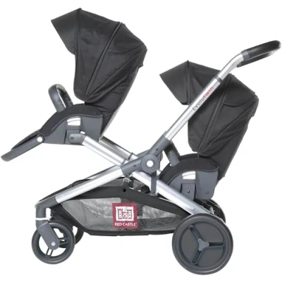 Abbildung von RED CASTLE, Kinderwagen, Zwilling/Tandem/doppelt, ab der Geburt, wendbare Sitze/Rückenlehne 3 Positionen, großer Aufbewahrungskorb, Gestell verstellbar, anpassbar, Evolutwin, Schwarz