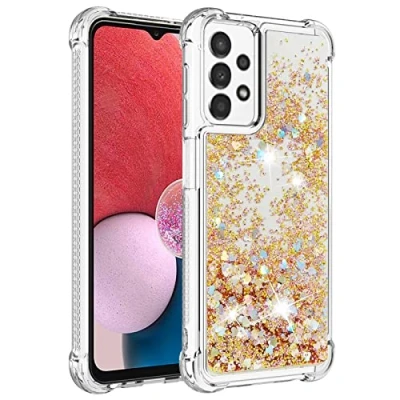 Abbildung von KBIKO zxl Handyhülle Samsung Galaxy A13 4G Glitzer, Hülle 4G, Flüssig Treibsand Mädchen Frauen Glitter Quicksand Weich TPU Bumper Silikon Schutzhülle für Lite.Gold YBL