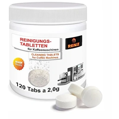 Abbildung von RENZ Reinigertabs a`2g Reinigungstabletten (passend für Kaffeevollautomaten und Siebträgermaschinen, [120 St. wie Siemens Bosch DeLonghi Melitta Beem Krups Philips Gastroback Sage in Dose)