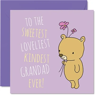 Abbildung von Stuff4 Geburtstagskarten für Großvater, Motiv Sweetest Loveliest Kindest Grandad Ever, Geburtstagskarte von Enkel, Enkelin, 145 mm x Grußkarten Enkelkind