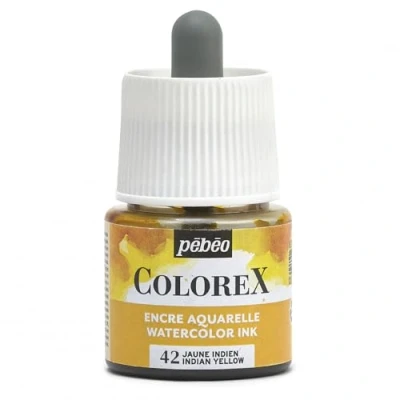 Abbildung von Pébéo Colorex Tinte 45 ML Indisches Gelb Aquarell mit samtigem Finish Zeichentusche Multi Tool Alle Medien