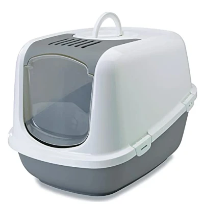 Abbildung von XXL Katzentoilette NESTOR JUMBO weiss grau speziell für große Katzenrassen