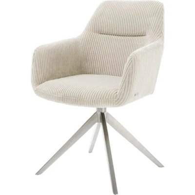 Abbildung von Drehstuhl Pejo Flex Cord Beige Kreuzgestell breit Edelstahl 360 drehbar Wippfunktion Taschenfederkern
