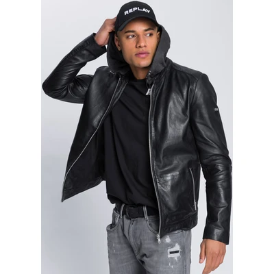 Abbildung von Bruno Banani Lederjacke, mit Kapuze, abtrennbarer Kapuze