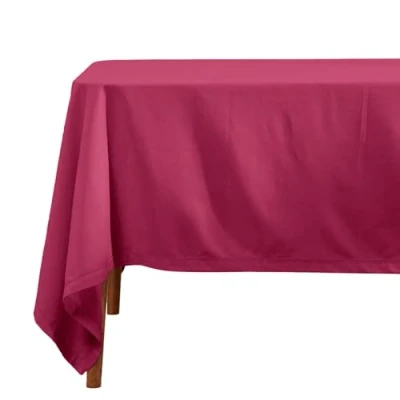 Abbildung von Homescapes Weinrote Tischdecke mit Hohlsaum aus 100% Baumwolle 137x178 cm, Tischtuch rechteckig, waschbar &amp; pflegeleicht