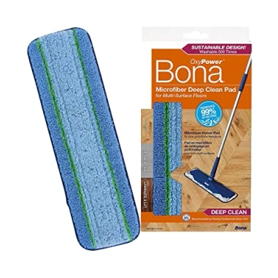 Abbildung von Bona Mikrofaser Deep Clean Pad mit PowerLoop® Technologie Wischbezug (Deep Clean, Maschinenwaschbar, Befestigung Klettoberfläche an allen Mopps)