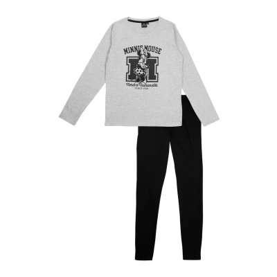 Abbildung von Disney Minnie Mouse Langarm Pyjama, Damen, Größe: XL, Grau schwarz