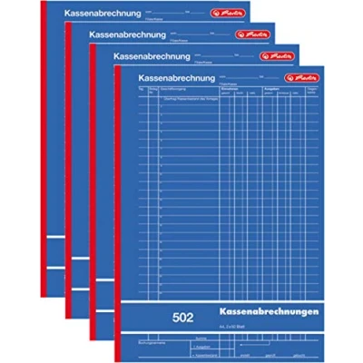 Abbildung von Herlitz 882415 Kassenabrechnungsbuch 502, Karton, A4, 2x50 Blatt blau (4)