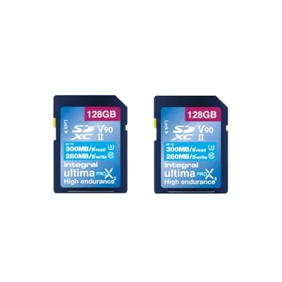 Abbildung von Integral 128GB 2 Pack UHS II SD Karte V90 Bis zu 300 MB/s Lesegeschwindigkeit und 280 Schreibgeschwindigkeit 1866X SDHC Professionelle Hochgeschwindigkeits Speicherkarte