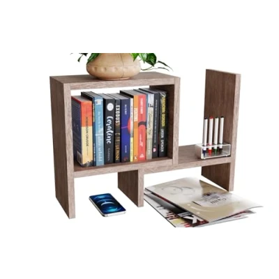 Abbildung von ComfortCove Verstellbares Bücherregal, Schreibtisch Organizer, Freistehender Küchen Büro Aufbewahrungsregal, Sonoma