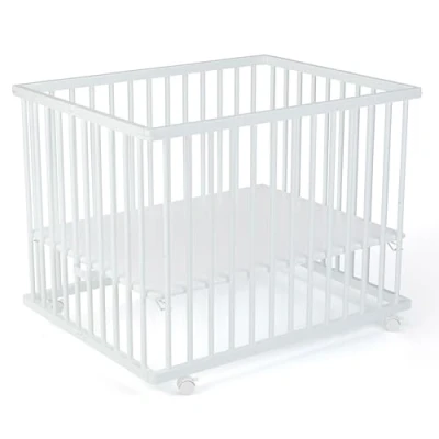 Abbildung von LaWaLu by geuther 2237LW Laufgitter Leon Außenmaße: 95,9 x 74,9 74,2 cm Babygitter 3 fach höhenverstellbar Leicht zusammenfaltbar Gepolsterter Boden Weiß