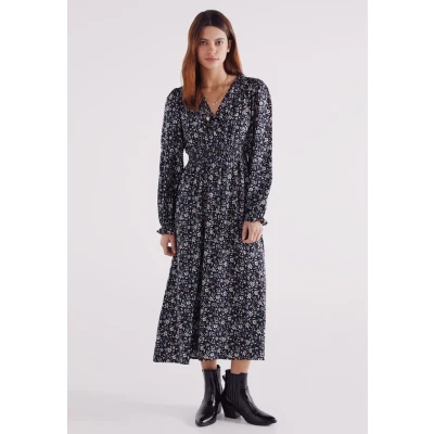 Abbildung von SPRINGFIELD Damen 4.Gym.m. Vestido Midi Ml Best Picos Lässiges Kleid, Standardschwarz, 36