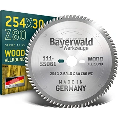 Abbildung von Bayerwald HM Tischkreissägeblätter Ø 254 mm x 2,8 30 Wechselzahn Kombinebenlöcher für Bosch GTS 10 &amp; PTS (80 Zähne)