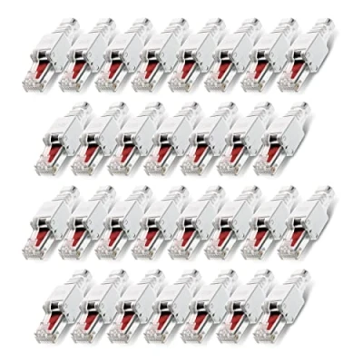 Abbildung von 30 Stück Netzwerkstecker werkzeuglos RJ45 CAT6 LAN UTP Kabel Stecker ohne Werkzeug werkzeugfrei CAT5 CAT7 Verlegekabel Patchkabel Netzwerkkabel Toolless Modular Plug Connector Crimpstecker
