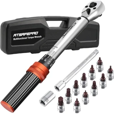 Abbildung von ATsafepro Drehmomentschlüssel Fahrrad Set 5 25 Nm, Torque Wrench 1/4 Zoll Drive Klick 72 Zahn，Motorrad Klein für und Motorrad Wartung