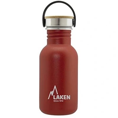 Abbildung von Laken Basic Edelstahlflasche, Trinkflasche Weite Öffnung mit Edelstah Schraubverschluss Bambo, BPA frei 0,50L, Rot