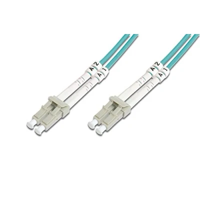 Abbildung von DIGITUS DK 2533 15/3 Glasfaserkabel OM3 15 m LC zu Duplex LWL Kabel 1/10/40/100 Gbit/s MM Multimode Glasfaser LAN Fasertyp: 50/125 µ Türkis (Aqua)