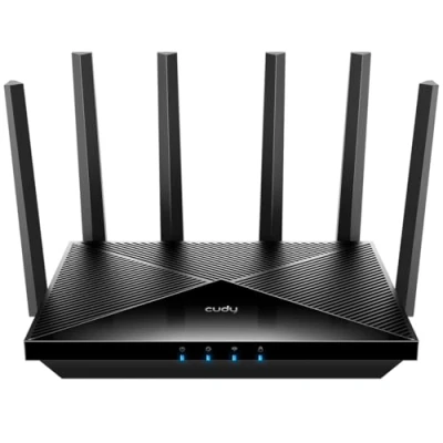 Abbildung von Cudy Tri Band WiFi 7 BE11000 Router, 6 Stream 10 Gbit/s, 4 x 2,5G Ports, bis zu 11000 Mbps, VPN Server und Client, APP Mesh, High Gain Antennen, WR11000