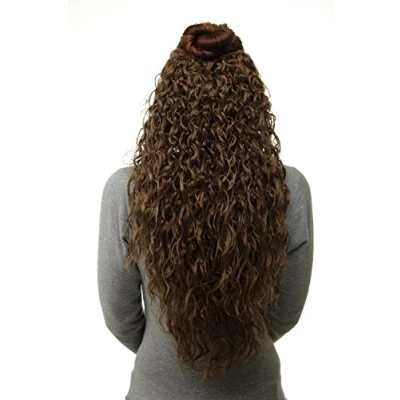 Abbildung von WIG ME UP Haarteil Halbperücke Clip In Extension 7 Clips Haarverlängerung stark gelockt ca. 70 cm lang &amp; 25 breit Goldbraun H9311 12
