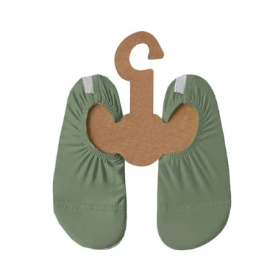Abbildung von Slipstop Kinder Strandschuhe Anti Rutsch Ballett Schuhe Schwimmschuhe Urlaub Badeschuhe Pool Unisex grün Basil Junior, Größe 27 29