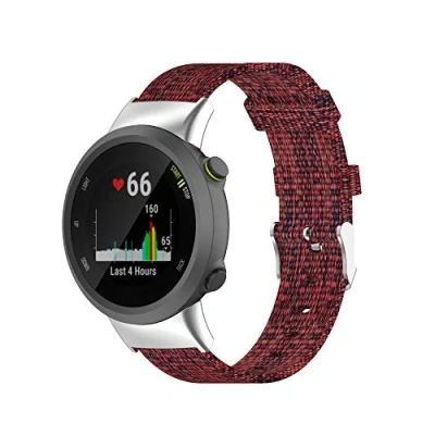 Abbildung von Yikamosi Kompatibel mit Garmin Forerunner 45 Armband,Schnellverschluss Premium Nylon rostfreiem Metallverschluss Ersatzbänder für 45/Garmin 45S/Garmin Swim 2,Weinrot