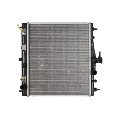 Abbildung von VALEO 734247 Kühler, Motorkühlung Aluminium 380 448 16 ohne Kühlmittelregler Kühlrippen gelötet NISSAN: Note I, Micra 3, C+C 3