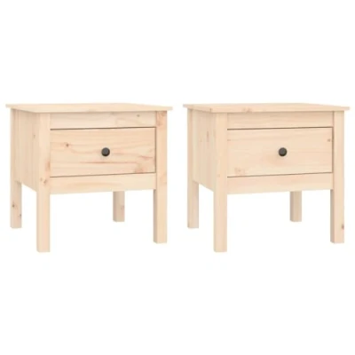 Abbildung von SDWEHO7 Couchtisch 2er Set, Beistelltisch mit Schublade, Sofatisch Wohnzimmertisch Nachttisch, einfacher Aufbau, 50x50x49 cm Massivholz Kiefer
