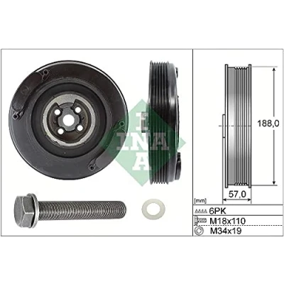 Abbildung von INA 544 0002 20 Riemenscheibensatz, Kurbelwelle VOLKSWAGEN: Transporter 4 Bus, LT 28 35 II Kastenwagen, AUDI: A6 C4 Avant