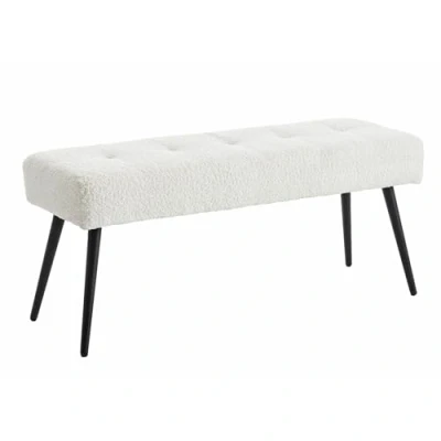 Abbildung von riess ambiente Sitzbank BOUTIQUE 100cm weiß / schwarz (Einzelartikel, 1 St), Wohnzimmer · Bouclé Metall Esszimmer· Flur Schlafzimmer
