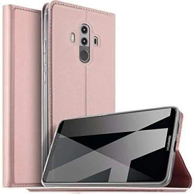Abbildung von Verco Handyhülle für Mate 10 Pro, Premium Handy Flip Cover Huawei Pro Hülle [integr. Magnet] Book Case PU Leder Tasche, Rosegold
