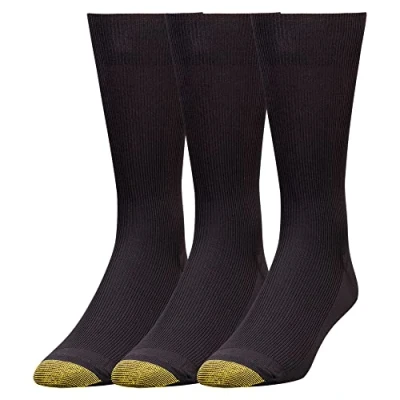 Abbildung von GOLDTOE Herren Metropolitan Crew Dress Socken, 3 Paar, Schwarz, Large
